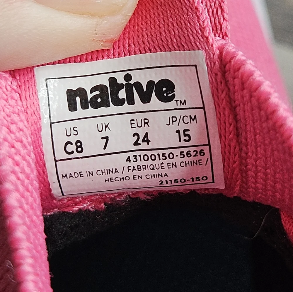 Native Shoes Jefferson Hydroknit Toddler Boots Pink Size 7